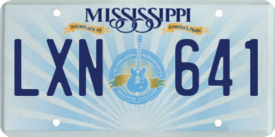 MS license plate LXN641
