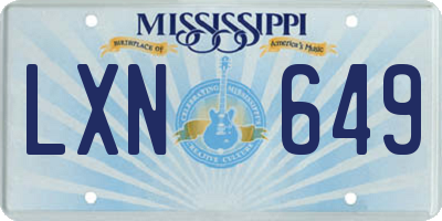 MS license plate LXN649