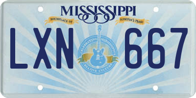MS license plate LXN667