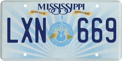 MS license plate LXN669