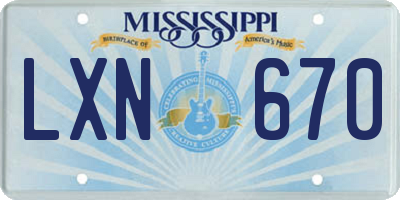 MS license plate LXN670