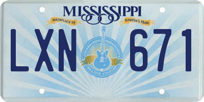 MS license plate LXN671
