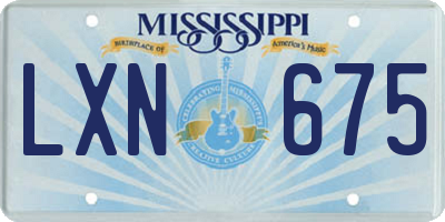 MS license plate LXN675