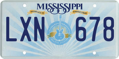 MS license plate LXN678