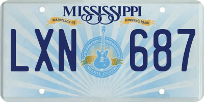 MS license plate LXN687