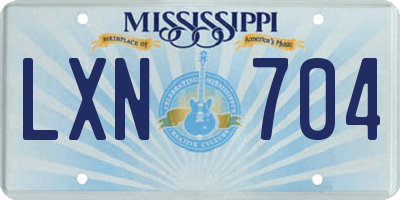 MS license plate LXN704