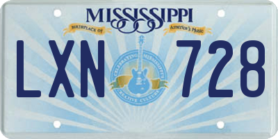 MS license plate LXN728