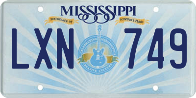 MS license plate LXN749