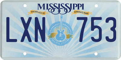MS license plate LXN753