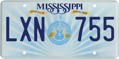 MS license plate LXN755