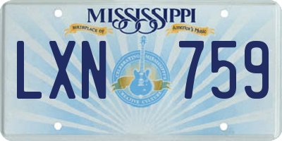 MS license plate LXN759