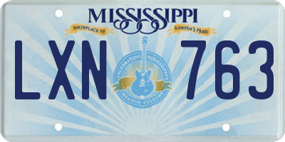 MS license plate LXN763