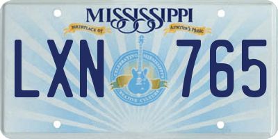 MS license plate LXN765