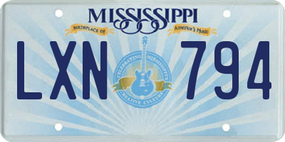 MS license plate LXN794