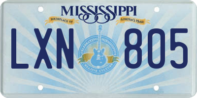 MS license plate LXN805
