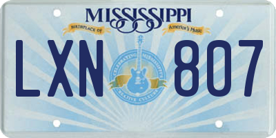 MS license plate LXN807