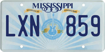 MS license plate LXN859