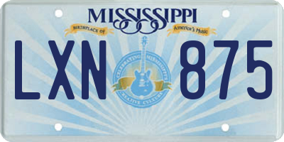MS license plate LXN875