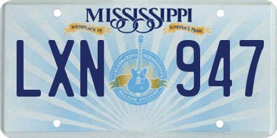 MS license plate LXN947