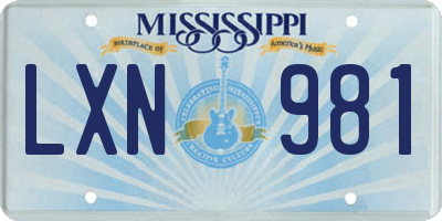 MS license plate LXN981