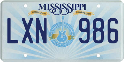 MS license plate LXN986
