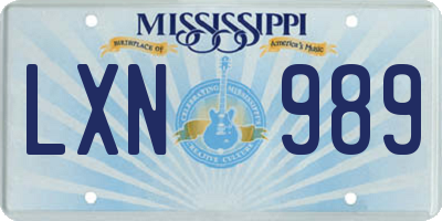 MS license plate LXN989