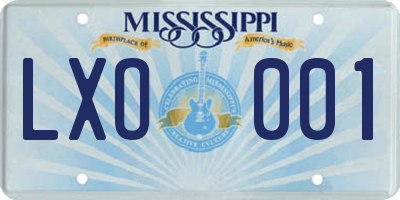 MS license plate LXO001