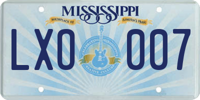MS license plate LXO007