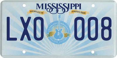 MS license plate LXO008