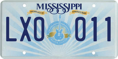 MS license plate LXO011