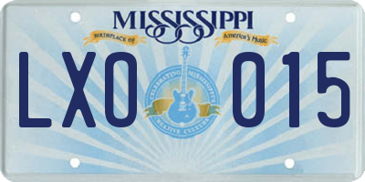 MS license plate LXO015