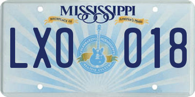 MS license plate LXO018