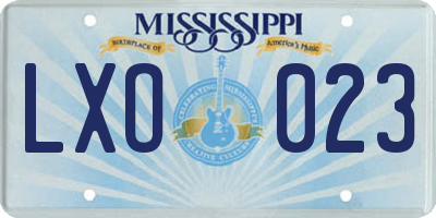 MS license plate LXO023