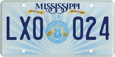MS license plate LXO024