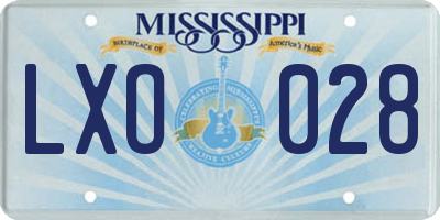 MS license plate LXO028