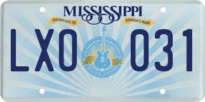 MS license plate LXO031