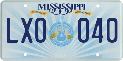 MS license plate LXO040