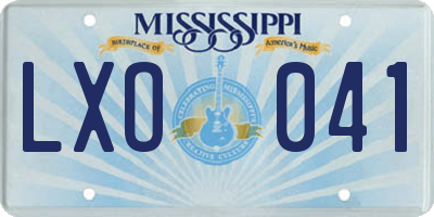 MS license plate LXO041