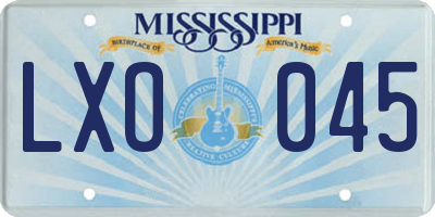 MS license plate LXO045