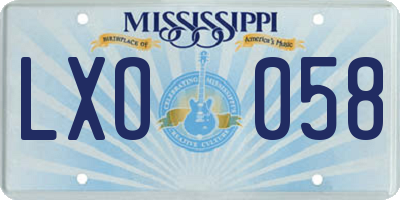 MS license plate LXO058