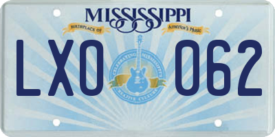 MS license plate LXO062