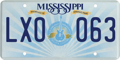 MS license plate LXO063