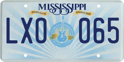MS license plate LXO065