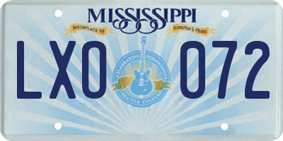 MS license plate LXO072