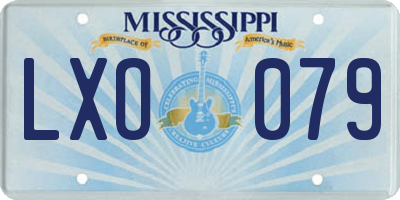MS license plate LXO079