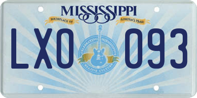 MS license plate LXO093