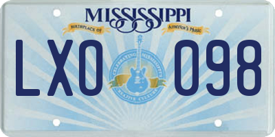 MS license plate LXO098
