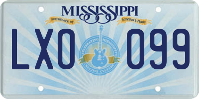 MS license plate LXO099