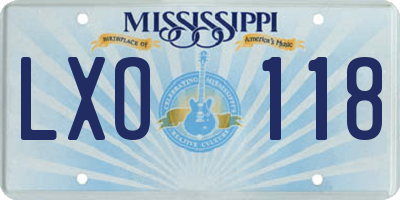 MS license plate LXO118
