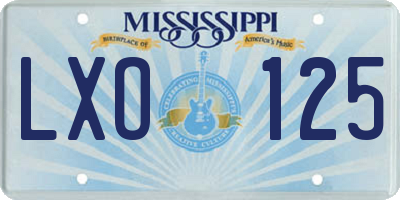 MS license plate LXO125